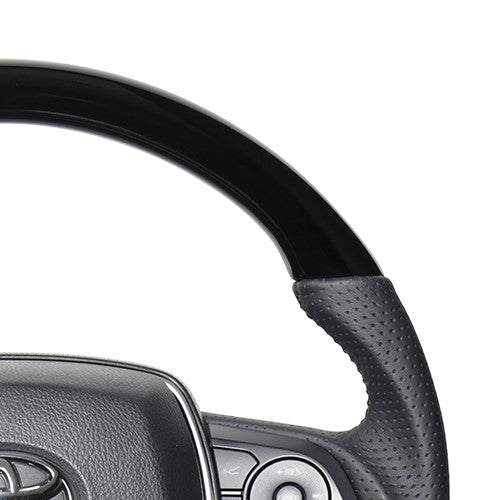 REAL PREMIUM SERIES SOFT D SHAPE PIANO BLACK BLACK EURO STITCH STEERING WHEEL FOR TOYOTA HARRIER 80  TYFP-PBW