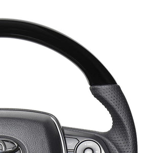 REAL PREMIUM SERIES SOFT D SHAPE PIANO BLACK BLACK EURO STITCH STEERING WHEEL FOR TOYOTA HARRIER 80  TYFP-PBW