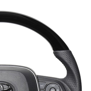 REAL PREMIUM SERIES SOFT D SHAPE PIANO BLACK BLACK EURO STITCH STEERING WHEEL FOR TOYOTA RAV4 PHV 50  TYFP-PBW