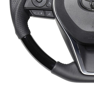 REAL PREMIUM SERIES SOFT D SHAPE PIANO BLACK BLACK EURO STITCH STEERING WHEEL FOR TOYOTA RAV4 PHV 50  TYFP-PBW