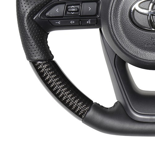 REAL ORIGINAL SERIES D SHAPE BLACK CARBON BLACK STITCH STEERING WHEEL FOR TOYOTA YARIS 10 210  TYE-BKC-BK