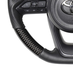 REAL ORIGINAL SERIES D SHAPE BLACK CARBON BLACK STITCH STEERING WHEEL FOR TOYOTA YARIS 10 210  TYE-BKC-BK