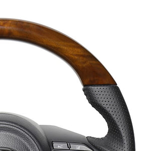 REAL ORIGINAL SERIES D SHAPE 42 BROWN WOOD BLACK STITCH STEERING WHEEL FOR TOYOTA YARIS 10 210  TYE-42BRW-BK