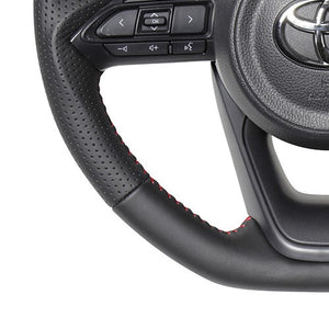 REAL ORIGINAL SERIES D SHAPE ALL LEATHER RED STITCH STEERING WHEEL FOR TOYOTA YARIS 10 210  TYE-LPB-RD