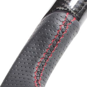 REAL ORIGINAL SERIES PARALLEL CUT C SHAPE BLACK CARBON & DARK WINE LEATHER RED X BLACK EURO STITCH STEERING WHEEL FOR LEXUS NX 10 : ZENKI  LXC-BKC-RD