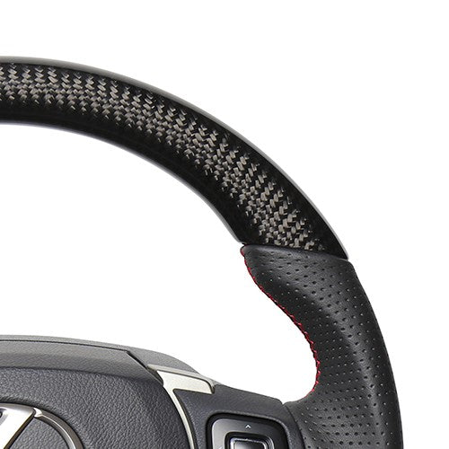 REAL ORIGINAL SERIES PARALLEL CUT C SHAPE BLACK CARBON & DARK WINE LEATHER RED X BLACK EURO STITCH STEERING WHEEL FOR LEXUS NX 10 : ZENKI  LXC-BKC-RD
