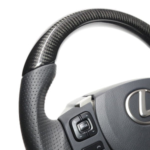REAL ORIGINAL SERIES PARALLEL CUT C SHAPE BLACK CARBON & DARK WINE LEATHER RED X BLACK EURO STITCH STEERING WHEEL FOR LEXUS GS F 10 : ZENKI  LXC-BKC-RD