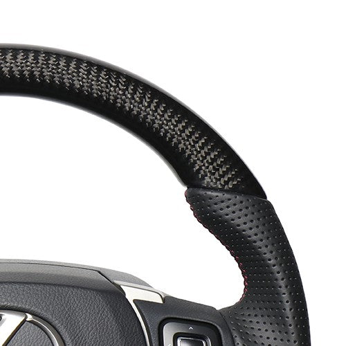 REAL ORIGINAL SERIES PARALLEL CUT C SHAPE BLACK CARBON DARK WINE X BLACK EURO STITCH STEERING WHEEL FOR LEXUS NX 10 : ZENKI  LXC-BKC-DW