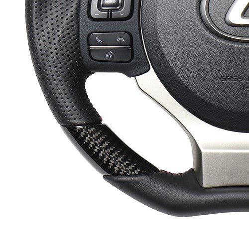 REAL ORIGINAL SERIES PARALLEL CUT C SHAPE BLACK CARBON DARK WINE X BLACK EURO STITCH STEERING WHEEL FOR LEXUS NX 10 : ZENKI  LXC-BKC-DW