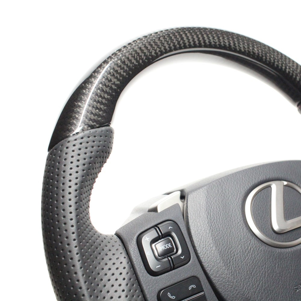REAL ORIGINAL SERIES PARALLEL CUT C SHAPE BLACK CARBON DARK WINE X BLACK EURO STITCH STEERING WHEEL FOR LEXUS NX 10 : ZENKI  LXC-BKC-DW