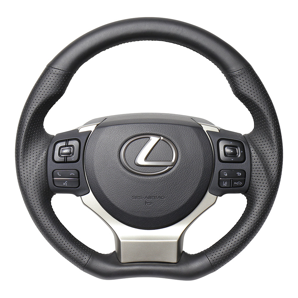 REAL ORIGINAL SERIES PARALLEL CUT C SHAPE ALL LEATHER BLACK EURO STITCH STEERING WHEEL FOR LEXUS NX 10 : ZENKI  LXC-LPB-BK