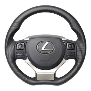 REAL ORIGINAL SERIES PARALLEL CUT C SHAPE ALL LEATHER BLACK EURO STITCH STEERING WHEEL FOR LEXUS NX 10 : ZENKI  LXC-LPB-BK