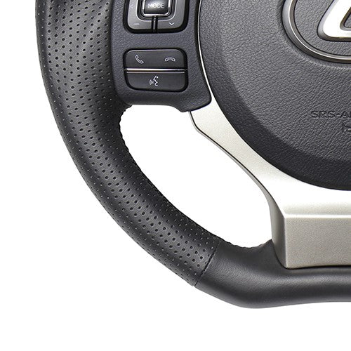 REAL ORIGINAL SERIES PARALLEL CUT C SHAPE ALL LEATHER BLACK EURO STITCH STEERING WHEEL FOR LEXUS NX 10 : ZENKI  LXC-LPB-BK