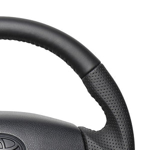 REAL ORIGINAL SERIES SOFT D SHAPE ALL LEATHER BLACK STITCH STEERING WHEEL FOR DAIHATSU MOVE LA100S TYB-LPB-BK