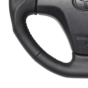 REAL ORIGINAL SERIES SOFT D SHAPE ALL LEATHER BLACK STITCH STEERING WHEEL FOR DAIHATSU MOVE LA100S TYB-LPB-BK