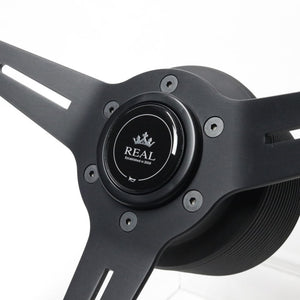 REAL REAL SPORT NORMAL TYPE BLACK CARBON BLACK EURO STITCH STEERING WHEEL RSS340-BKC