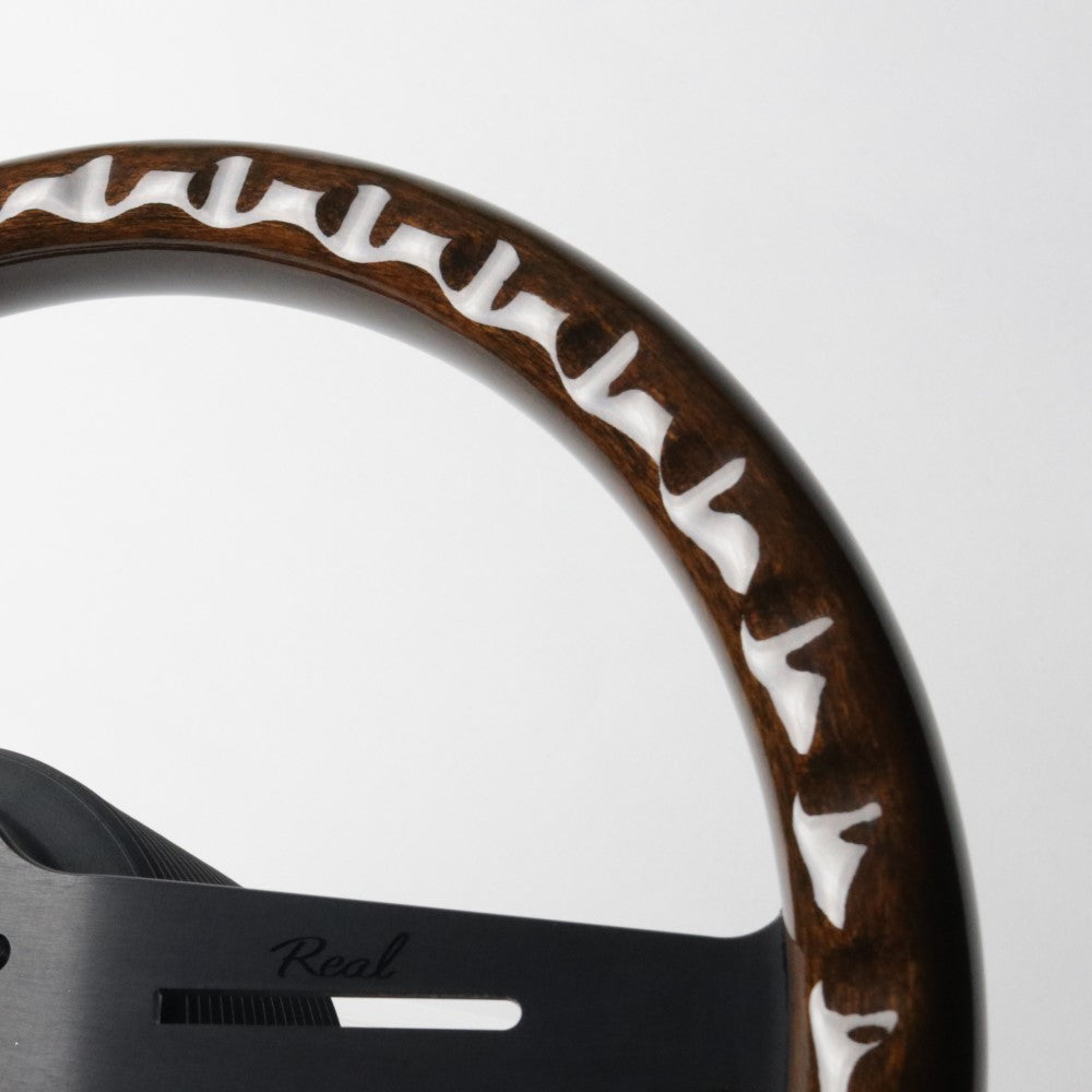 REAL REAL CLASSIC NORMAL TYPE 16 DARK BROWN WOOD STEERING WHEEL RSS340-BRW