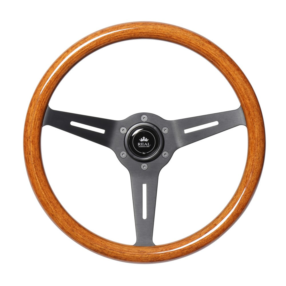 REAL REAL CLASSIC NORMAL TYPE 05 LIGHT BROWN WOOD STEERING WHEEL RSS340-LBW