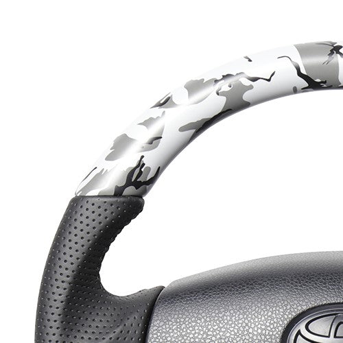 REAL ORIGINAL SERIES SOFT D SHAPE GRAY CAMOUFLAGE PRINT BLACK STITCH STEERING WHEEL FOR DAIHATSU MOVE LA100S TYB-GRT-BK