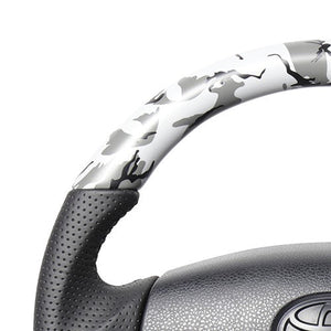 REAL ORIGINAL SERIES SOFT D SHAPE GRAY CAMOUFLAGE PRINT BLACK STITCH STEERING WHEEL FOR DAIHATSU MOVE LA100S TYB-GRT-BK
