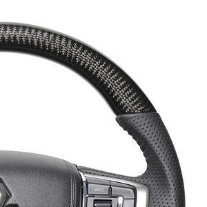 REAL ORIGINAL SERIES ROUND SHAPE BLACK CARBON BLACK STITCH STEERING WHEEL FOR MITSUBISHI OUTLANDER PHEV GG W MTA-BKC