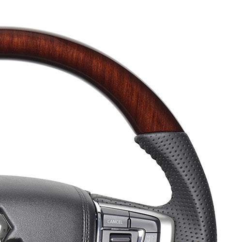 REAL ORIGINAL SERIES ROUND SHAPE 56 BROWN WOOD BLACK STITCH STEERING WHEEL FOR MITSUBISHI DELICA D:5 CV W:LATE  MTA-56BRW
