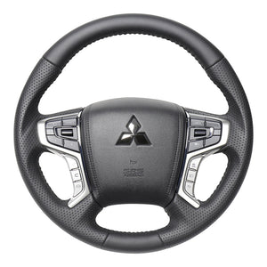 REAL ORIGINAL SERIES ROUND SHAPE ALL LEATHER BLACK STITCH STEERING WHEEL FOR MITSUBISHI DELICA D:5 CV W:LATE  MTA-LPB