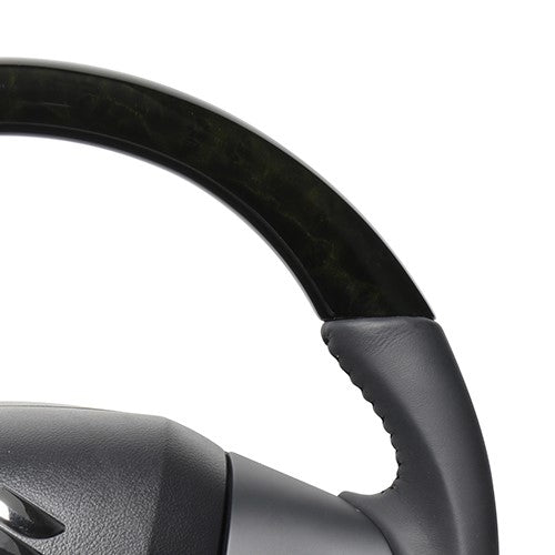 REAL ORIGINAL SERIES SOFT D SHAPE BLACK WOOD BLACK STITCH STEERING WHEEL FOR SUZUKI WAGON R STINGRAY HYBRID MH55S MH95S  SZC-BKW-BK
