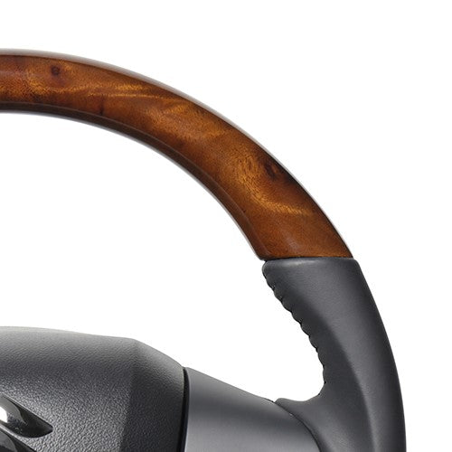 REAL ORIGINAL SERIES SOFT D SHAPE 42 BROWN WOOD BLACK STITCH STEERING WHEEL FOR SUZUKI WAGON R SMILE MX81S MX91S  SZC-42BRW-BK