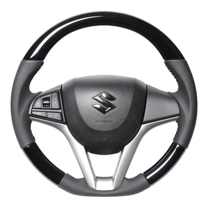 REAL ORIGINAL SERIES SOFT D SHAPE PIANO BLACK BLACK STITCH STEERING WHEEL FOR SUZUKI SPACIA MK53S  SZC-PBW-BK