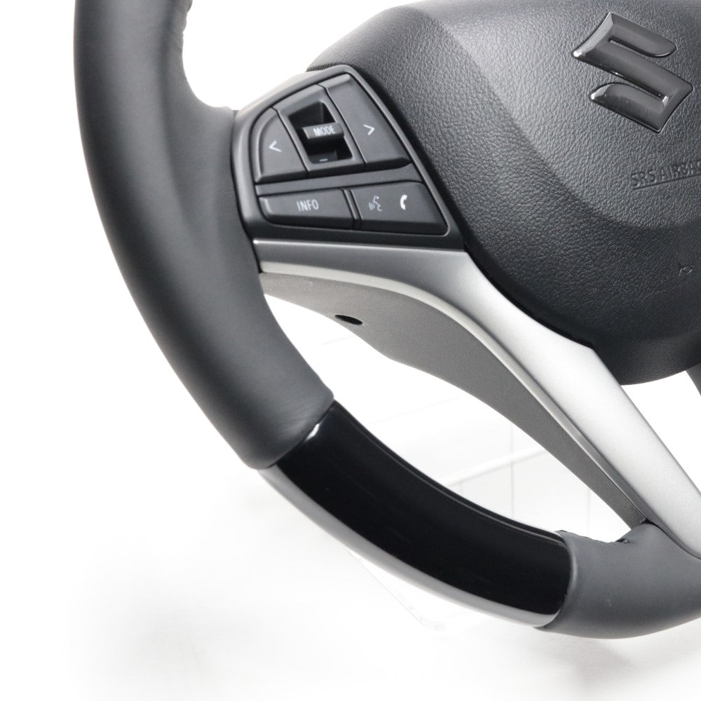 REAL ORIGINAL SERIES SOFT D SHAPE PIANO BLACK BLACK STITCH STEERING WHEEL FOR SUZUKI SPACIA MK53S  SZC-PBW-BK