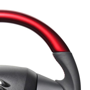 REAL ORIGINAL SERIES SOFT D SHAPE PEARL RED RED X BLACK EURO STITCH STEERING WHEEL FOR SUZUKI CROSBY MN71S  SZC-RDW-RD