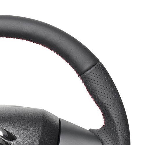 REAL ORIGINAL SERIES SOFT D SHAPE ALL LEATHER RED X BLACK EURO STITCH STEERING WHEEL FOR SUZUKI CROSBY MN71S  SZC-LPB-RD