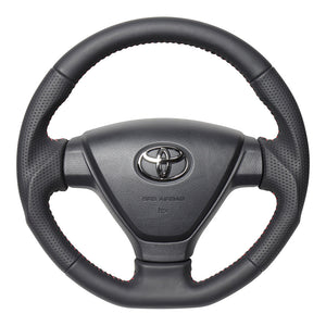 REAL ORIGINAL SERIES SOFT D SHAPE ALL LEATHER RED STITCH STEERING WHEEL FOR DAIHATSU MIRA ES LA350S LA360S  DIA-LPB-RD