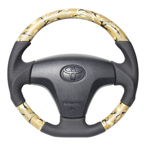 REAL ORIGINAL SERIES SOFT D SHAPE BEIGE CAMOUFLAGE PRINT BLACK STITCH STEERING WHEEL FOR SUBARU SAMBAR TRUCK S500J: ZENKI S510J: ZENKI TYB-BGT-BK