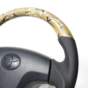 REAL ORIGINAL SERIES SOFT D SHAPE BEIGE CAMOUFLAGE PRINT BLACK STITCH STEERING WHEEL FOR SUBARU SAMBAR TRUCK S500J: ZENKI S510J: ZENKI TYB-BGT-BK