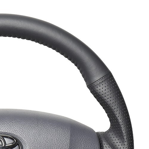 REAL PREMIUM SERIES ROUND SHAPE ALL LEATHER GRAY STITCH STEERING WHEEL FOR TOYOTA LAND CRUISER 70  H204P-LPB-70
