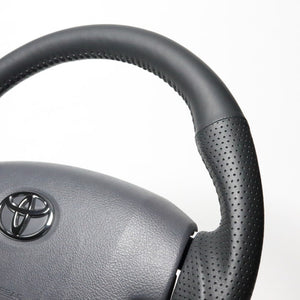 REAL PREMIUM SERIES ROUND SHAPE ALL LEATHER GRAY STITCH STEERING WHEEL FOR TOYOTA LAND CRUISER 70  H204P-LPB-70