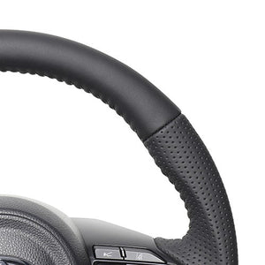 REAL ORIGINAL SERIES D SHAPE ALL LEATHER SILVER STITCH STEERING WHEEL FOR TOYOTA AQUA MXPK10  TYJ-LPB-SL