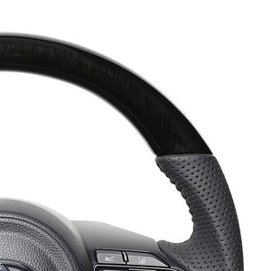 REAL ORIGINAL SERIES D SHAPE 38B BLACK WOOD BLACK STITCH STEERING WHEEL FOR TOYOTA AQUA MXPK10  TYJ-38BBKW