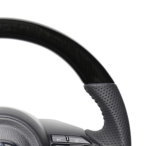 REAL ORIGINAL SERIES D SHAPE 38B BLACK WOOD BLACK STITCH STEERING WHEEL FOR TOYOTA YARIS CROSS MXPJ10 MXPB10 TYJ-38BBKW