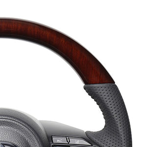 REAL ORIGINAL SERIES D SHAPE 56 BROWN WOOD BLACK STITCH STEERING WHEEL FOR TOYOTA AQUA GR SPORT MXPK11  TYJ-56BRW
