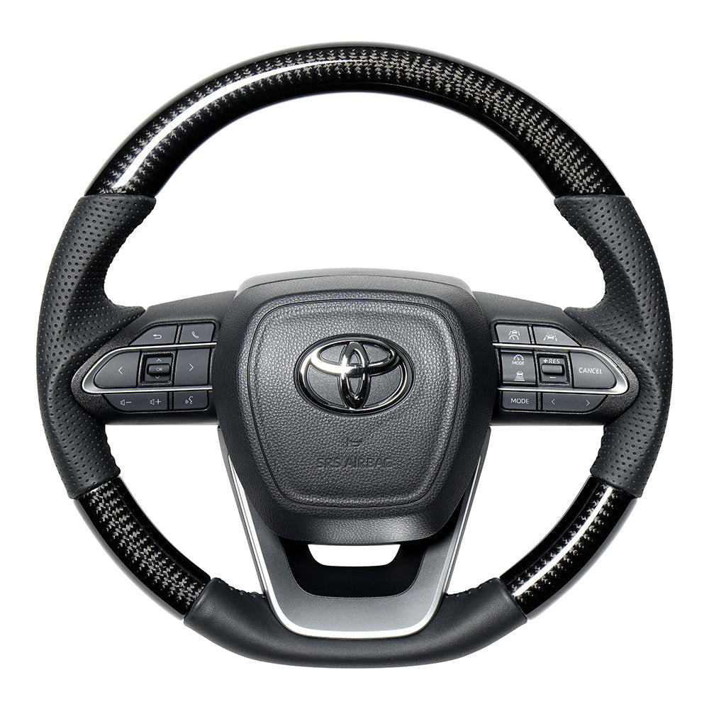 REAL ORIGINAL SERIES D SHAPE BLACK CARBON BLACK STITCH STEERING WHEEL FOR SUZUKI RANDY 90  TYK-BKC