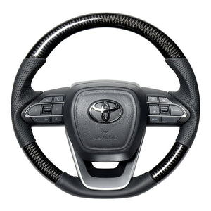 REAL ORIGINAL SERIES D SHAPE BLACK CARBON BLACK STITCH STEERING WHEEL FOR SUZUKI RANDY 90  TYK-BKC