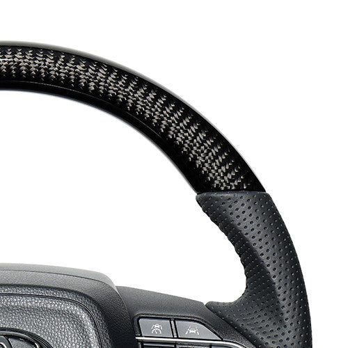 REAL ORIGINAL SERIES D SHAPE BLACK CARBON BLACK STITCH STEERING WHEEL FOR SUZUKI RANDY 90  TYK-BKC