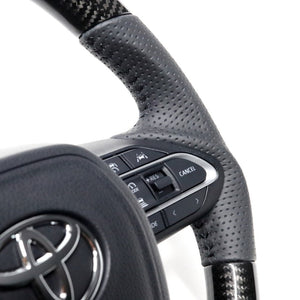 REAL ORIGINAL SERIES D SHAPE BLACK CARBON BLACK STITCH STEERING WHEEL FOR SUZUKI RANDY 90  TYK-BKC