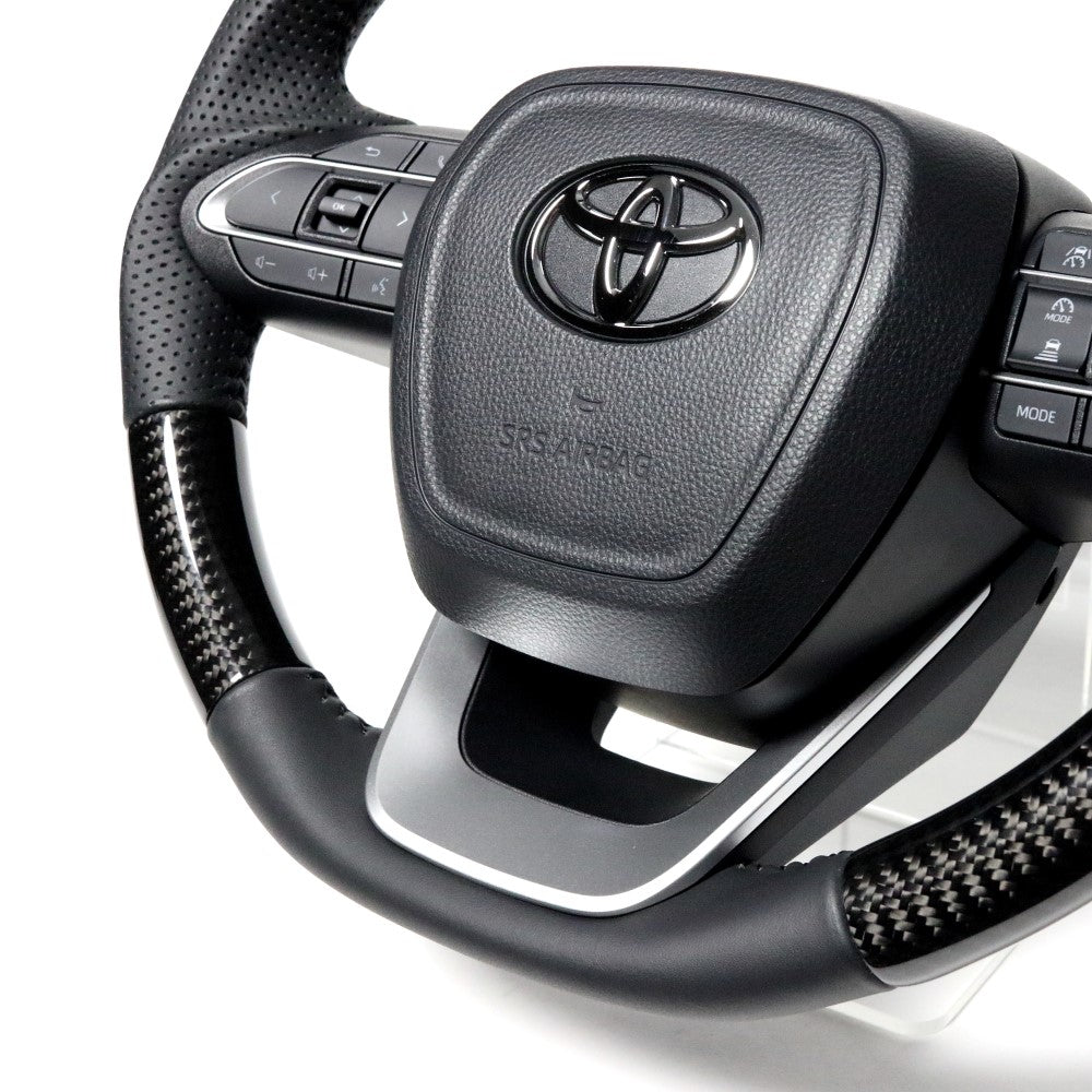 REAL ORIGINAL SERIES D SHAPE BLACK CARBON BLACK STITCH STEERING WHEEL FOR SUZUKI RANDY 90  TYK-BKC