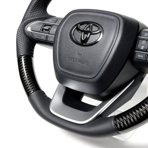 REAL ORIGINAL SERIES D SHAPE BLACK CARBON BLACK STITCH STEERING WHEEL FOR SUZUKI RANDY 90  TYK-BKC