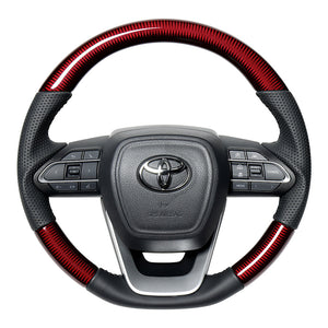 REAL ORIGINAL SERIES D SHAPE RED CARBON BLACK STITCH STEERING WHEEL FOR SUZUKI RANDY 90  TYK-RDC