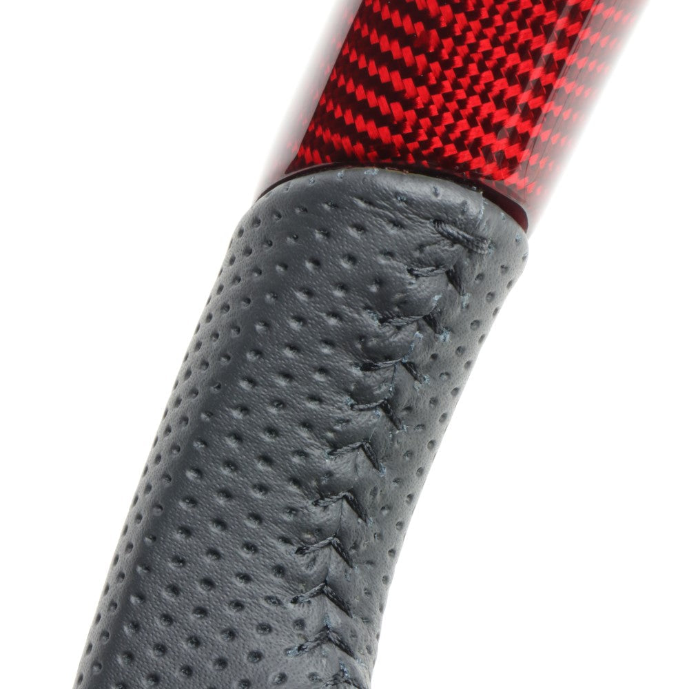 REAL ORIGINAL SERIES D SHAPE RED CARBON BLACK STITCH STEERING WHEEL FOR SUZUKI RANDY 90  TYK-RDC